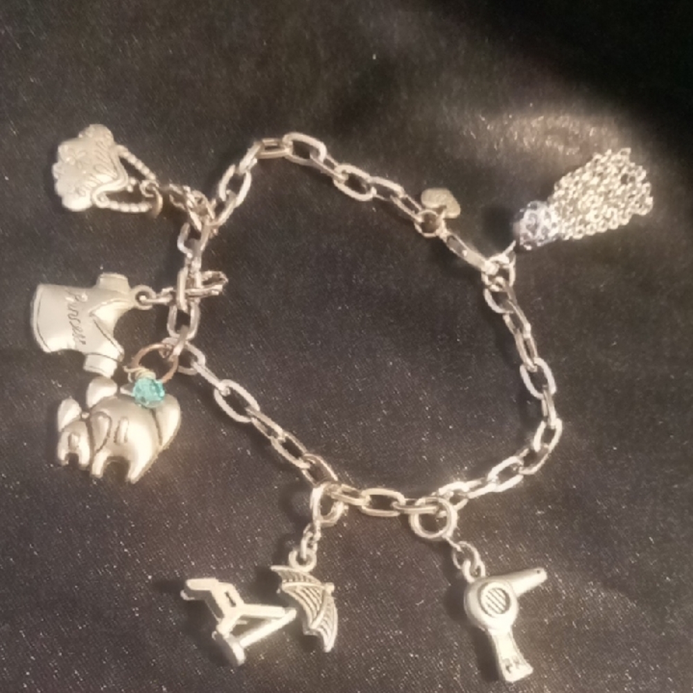 Krystal Silver Charm Bracelet with Elephant and Umbrella Charms